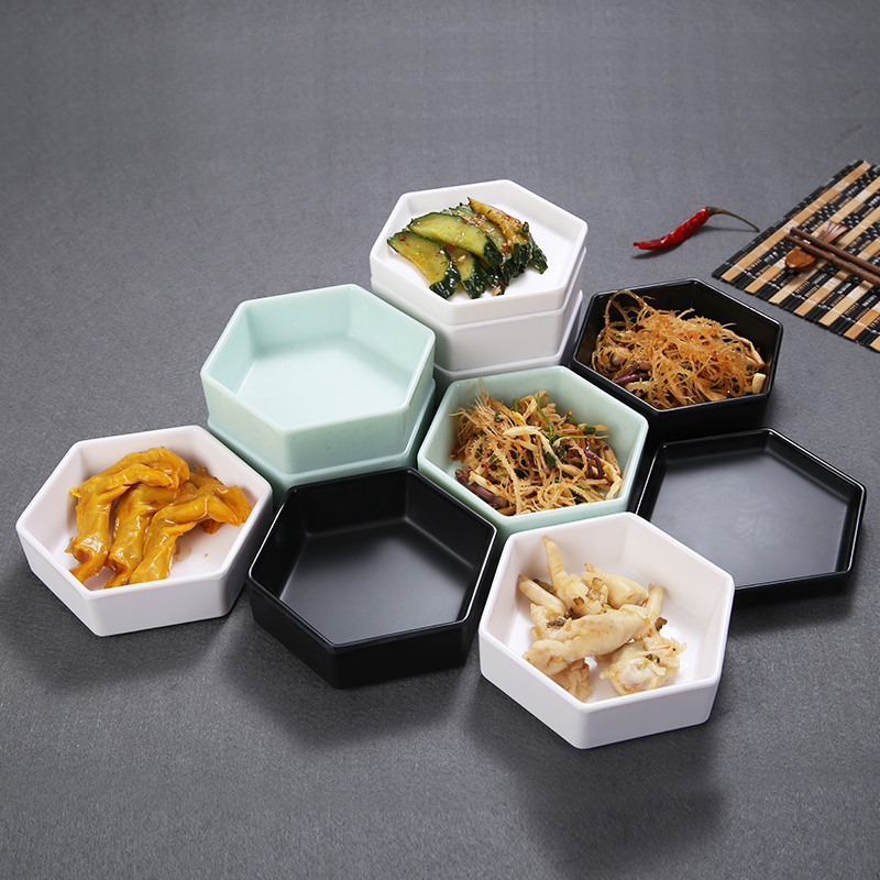 Hold to fall melamine porcelain - like hexagonal use creative snack characteristics of cold platter cold dish combination tableware hakka snacks and disc