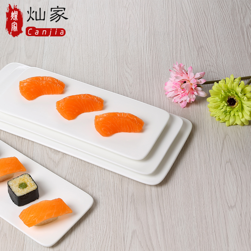 Western food plate pure white ceramic plate creative rectangular flat plates sushi plate west cake plate Japanese dishes