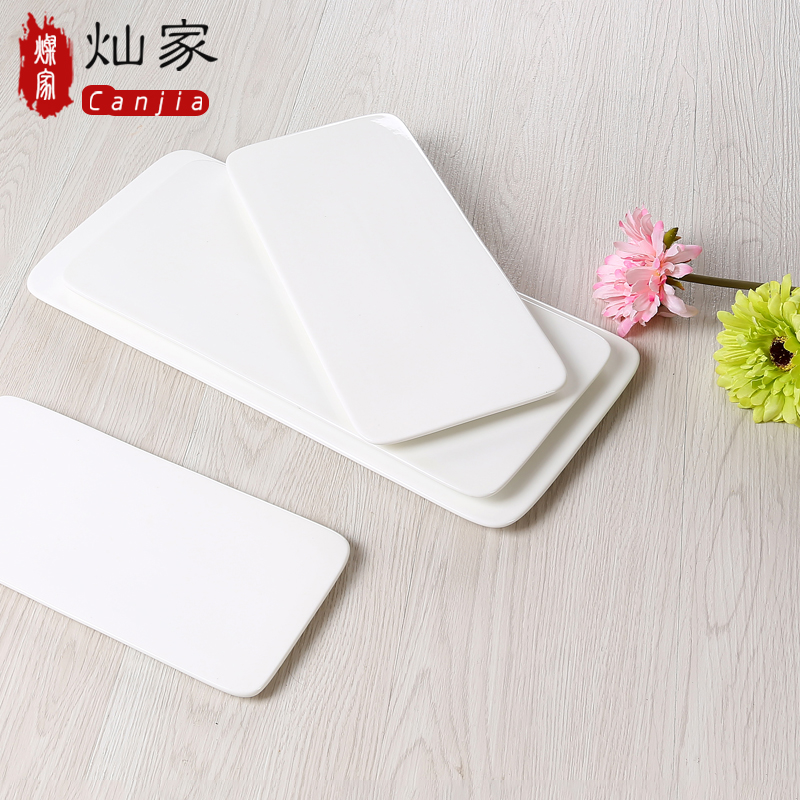 Western food plate pure white ceramic plate creative rectangular flat plates sushi plate west cake plate Japanese dishes