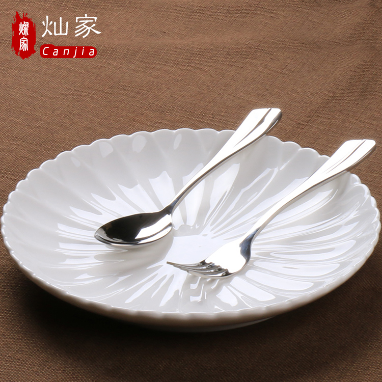 Can is home pure white ceramic plate continental plate creative by plate steak old classic round flat plate