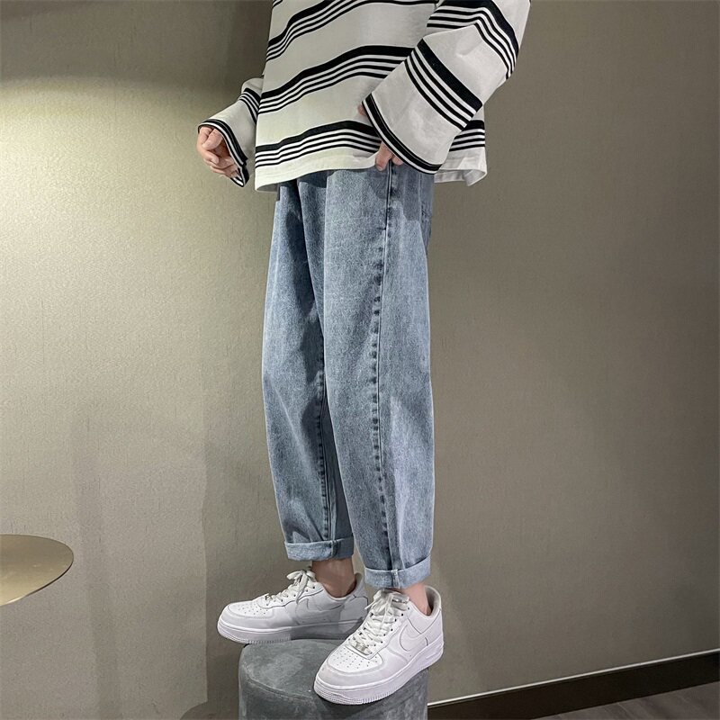Summer jeans Men's 2022 new casual trendy boomers Loose Slim light color 90% Straight cylinder pants
