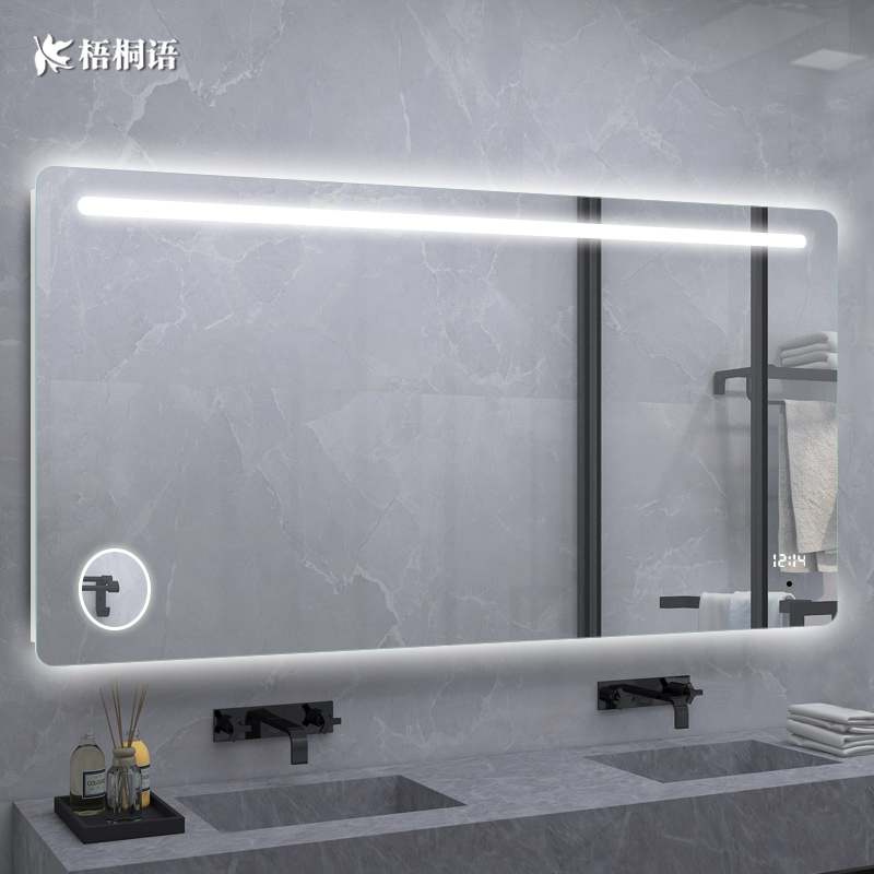 led mirror dressing room bathroom mirror wall-mounted smart mirror ultra-white anti-fog toilet mirror with light makeup mirror