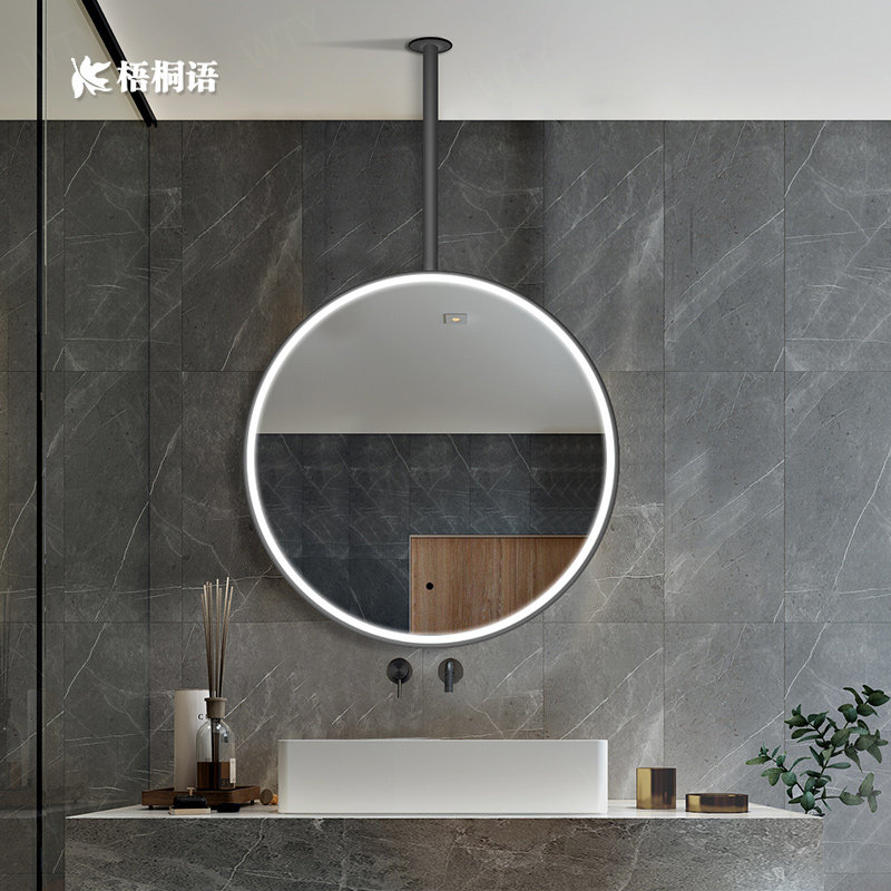Smart Bathroom Round Mirror With Frame Hanging Ceiling Decorative Hanging Mirror Powder Room Wall Hanging Mirror Beauty Salon Mirror