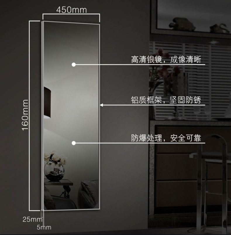 Hiện đại tối giản khung nhôm thay đồ gương treo tường phụ kiện sàn phòng ngủ gương tường toàn thân gương tùy chỉnh - Gương gương makeup