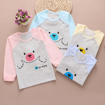 Baby pure cotton blouse single piece in autumn clothes spring autumn clothes boy long sleeve T-shirt thin children baby girl sweaters