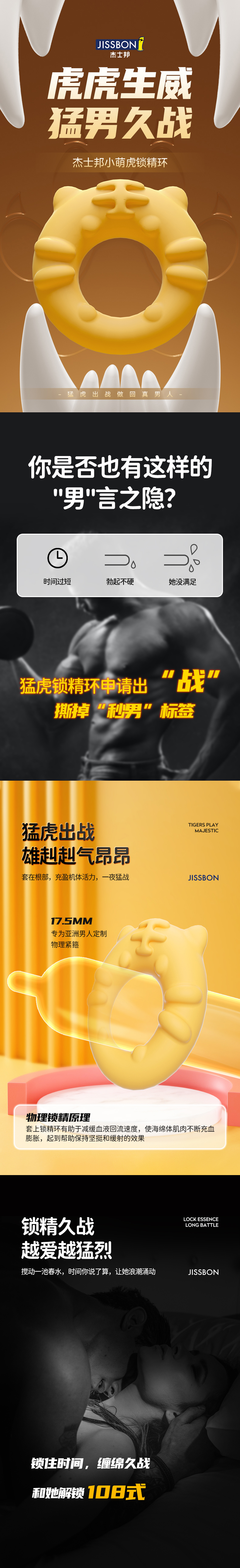 【中國直郵】Jissbon/傑士邦鎖精環男性情趣用品持久防射羊眼圈隱形阻復環1個