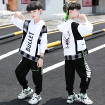 Childrens clothing boys autumn suit 2021 New Net Red Boy foreign style middle and big boy handsome spring and autumn Korean version of tide