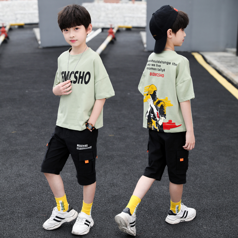 Children suit boys summer clothing suit 2022 new boys CUHK Scout short sleeves Two sets of Korean version handsome tide