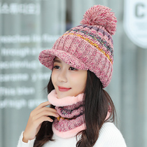 Cap Children Winter Warm Thickening plus suede Korean version Tidal Hair Thread Knit Hat Sweet and cute fur Ball hat Winter Youth