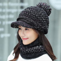 Hat female winter warm sweet cute knitted hat lady winter thick plus velvet Korean version of Joker wool hat tide