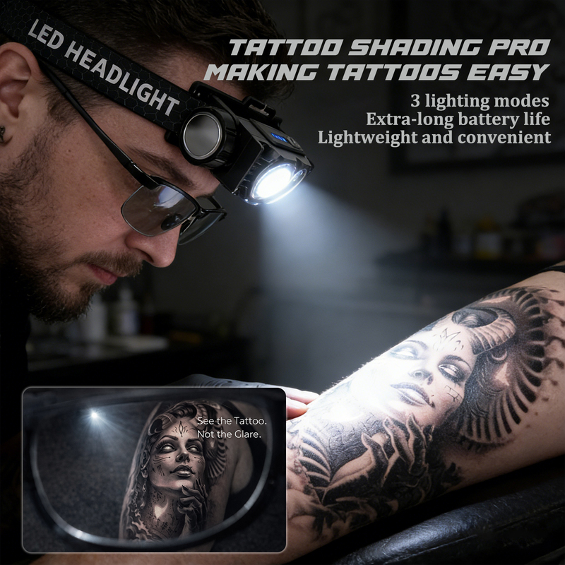 Mk Tattoo Work Headlight Anti-Fog Tool Tattoo Anti-Reflective Headlight Set Leak Detection Polarized Glasses Set