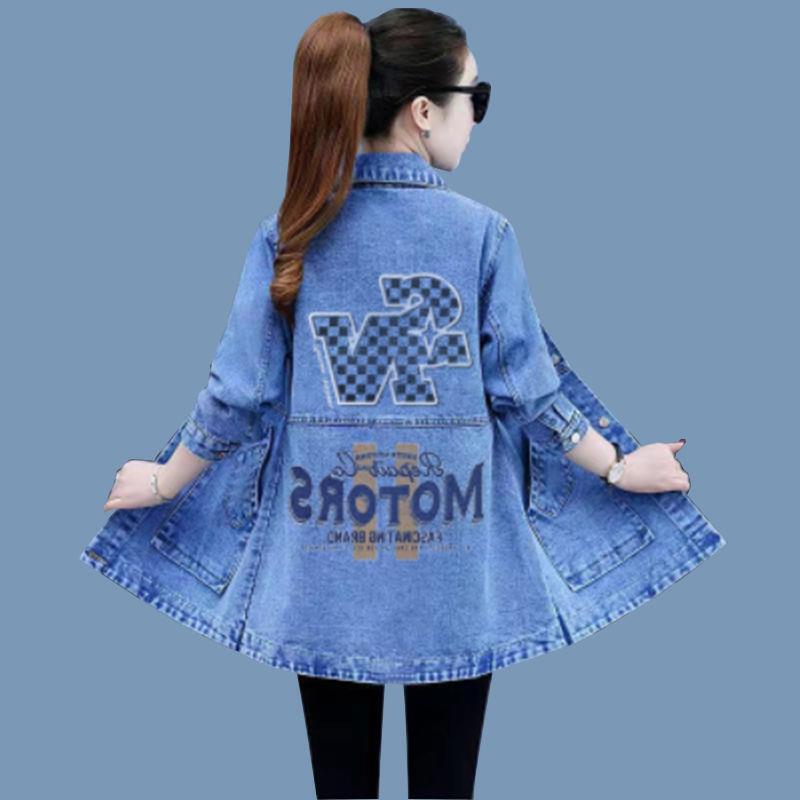 Denim Trench Coat Mid-Length Jacket for Women Spring and Autumn 2026 New Style Denim Embroidered Versatile Women's Top Jacket Denim Trench Coat Mid-Length Jacket for Women Spring and Autumn 2026 New Style Denim Embroidered Versatile Women's Top Jacket