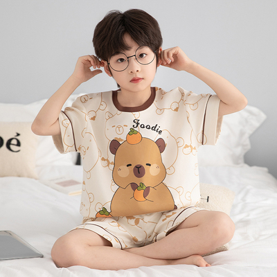 Boys' Summer Pajamas, Thin Pure Cotton Short-Sleeve, for Older Children, 2026 New Model, All-Cotton for Boys and Teenagers — 7