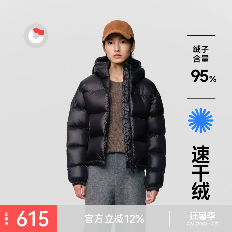 Nanny Goose [95 Quick-Dry Fleece] Women's Short down Jacket Windproof Cold-Proof Hooded Versatile Warm Coat for Winter
