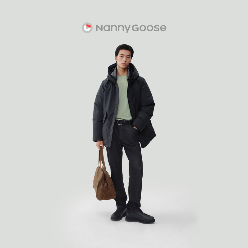 Nanny Goose Men's down Jacket Men's Short Hooded Jacket Warm Commuting Simple Outdoor Windproof Snowproof Winter Clothing