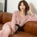 Bộ đồ ngủ nữ mùa thu và mùa đông mới chenille ba mảnh Dịch vụ gia đình Hàn Quốc phù hợp với bộ đồ ngủ gợi cảm Áo dài tay nữ có thể mặc