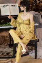 2022 New Sleepwear Womens Spring Sexy Harnesses Sleeping Dresses Pyjamas Two Sets Silk Pyjamas Clothing Home Suits