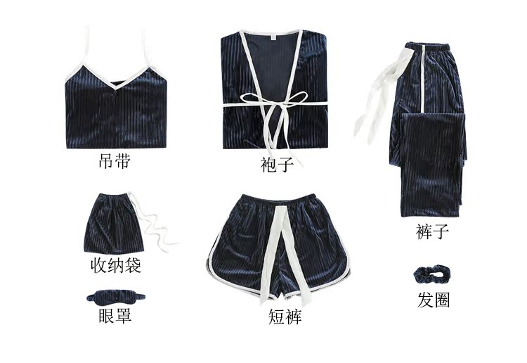 Gqueen có thể mặc một dịch vụ gia đình mùa đông mới flannel nhung nhung bảy mảnh nhung vàng phụ nữ mùa thu và mùa đông đồ bộ đẹp