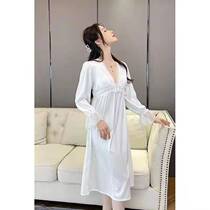 2022 Exploits New Sexy Sleepwear Young Girls Ice Silk Sleeping Skirts Fairy Private Room Sleeping Dress Lady Spring