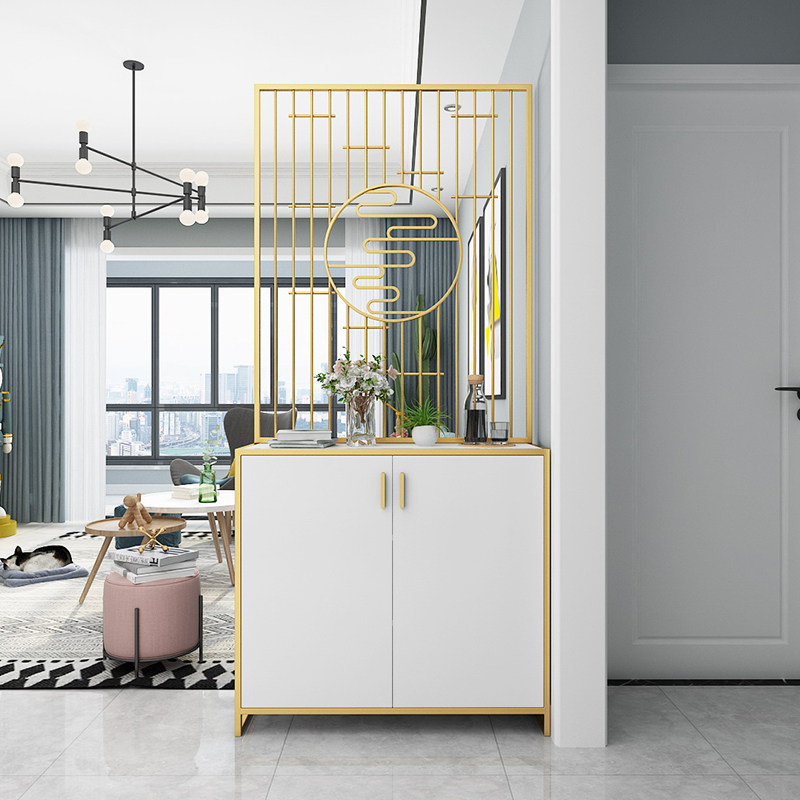 Nordic style net red wall cabinet entry door porch partition frame light luxury TV wall art metal decorative screen cabinet combination