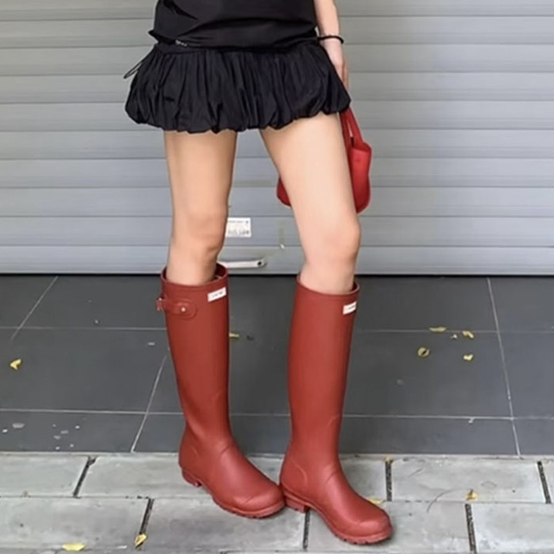 Lin Li Unit Red Rain Boots for Women, Outdoor Camping, Trendy Kitchen Rain Shoes, Waterproof, Non-Slip, Long Boots Lin Li Unit Red Rain Boots for Women, Outdoor Camping, Trendy Kitchen Rain Shoes, Waterproof, Non-Slip, Long Boots