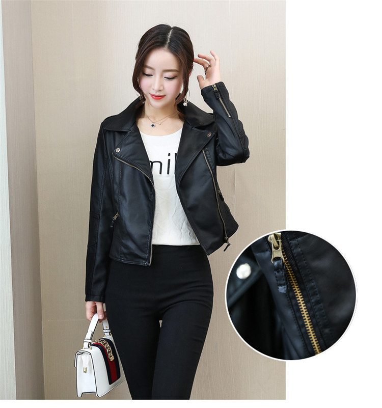 Xuân 2018 mới pu pu ngắn nữ da nhỏ Phiên bản Hàn Quốc của chiếc áo khoác tự chế da xe máy áo khoác nữ cỡ lớn thủy triều bomber da