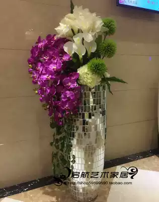 Fiberglass mosaic floor vase flower flower arrangement living room European modern decoration