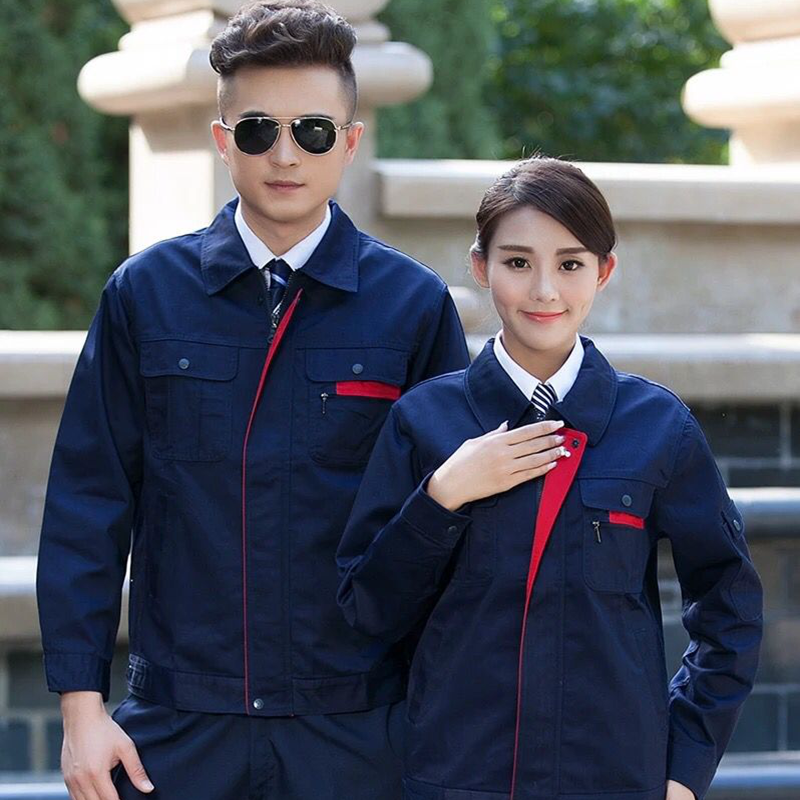 Customize the printed word spring and autumn work clothes suit men's long sleeve abrasion resistant and dirty workshop workers' steam repair work and labor