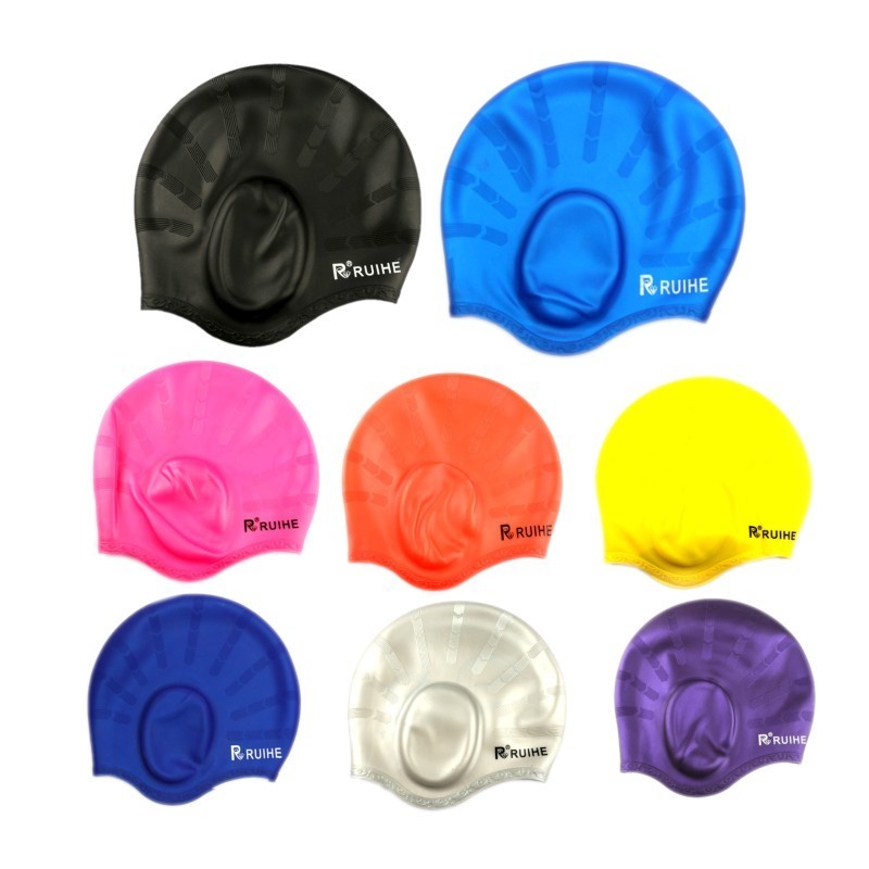 Free earplugs waterproof ear protection swimming cap long hair ear protection silicone swimming cap men and women large swimming cap children