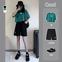 Sports shorts women spring and summer 2021 New High waist loose slim straight tube tooling five-point pants wear ins tide