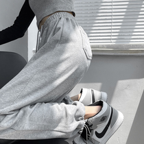 Sports Pants Woman High Street Ins Tide Spring Autumn 2021 New Summer Thin style Casual Broadleg Grey slim Skinny Bouquet Leggings Pants