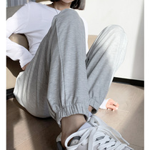 Gray Sports Pants Women Loose Spring and Autumn Summer 2021 New Slim Joker Thin Loose Feet Casual Sweatpants ins Tide