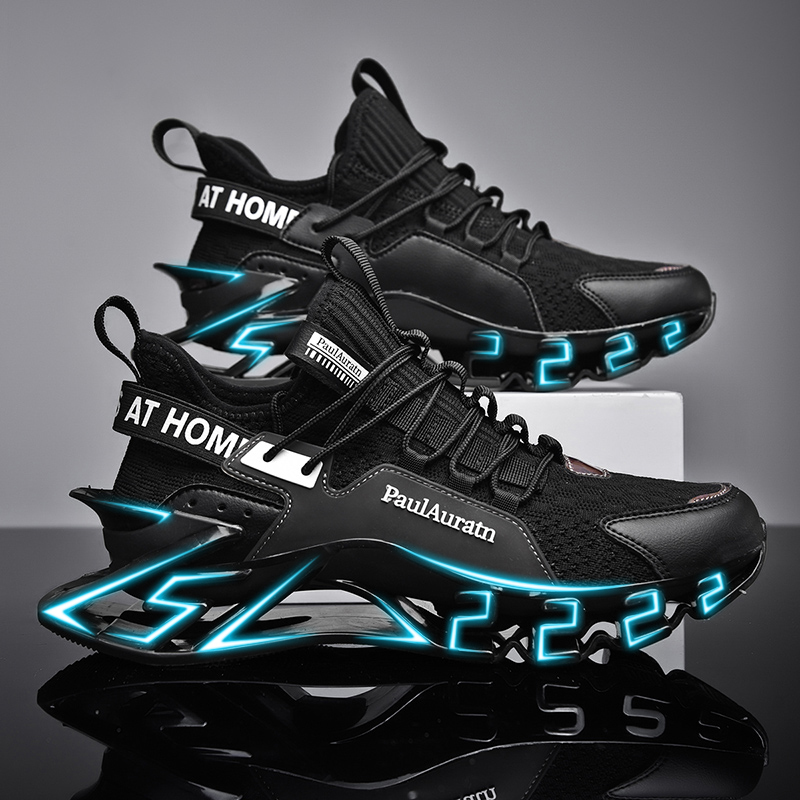 Men's Soft-Soled Shock-Absorbing Running Sneakers, Breathable Mesh Shoes for Spring, Autumn, and Summer, Cool Street-Style Mecha Trendy Shoes