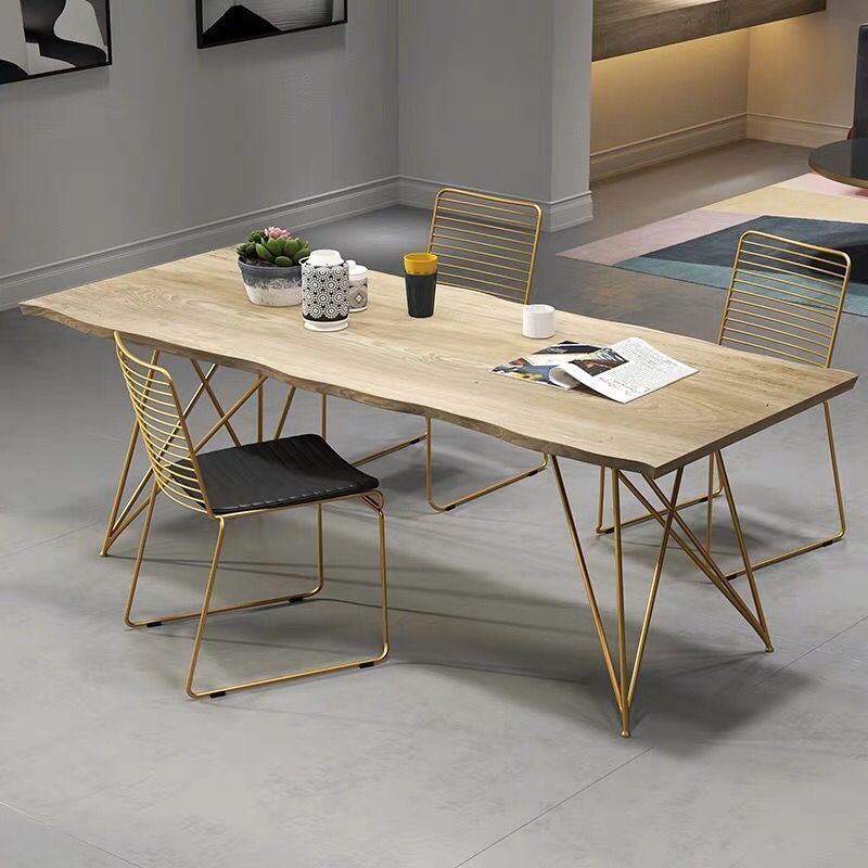 Nordic Solid Wood Dining Table Whole Board Natural Side Living Room Dining Table Long Table Creativity Meeting Table Bench Desk