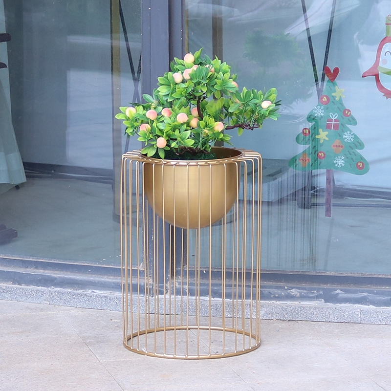 Light luxury stainless steel flower stand modern simple living room flower shelf Nordic indoor creative floor rack