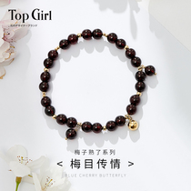 TOPGIRL Garnet Bracelet Female Natural 14K Bag Golden Bead Crystal Handstring Jewelry Girlfriend Birthday Gift
