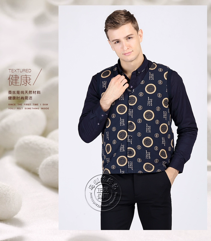 Tằm vẻ đẹp người đàn ông mới của 100% lụa vest vest bông áo khoác bông áo khoác mùa đông ấm áp lót thẳng