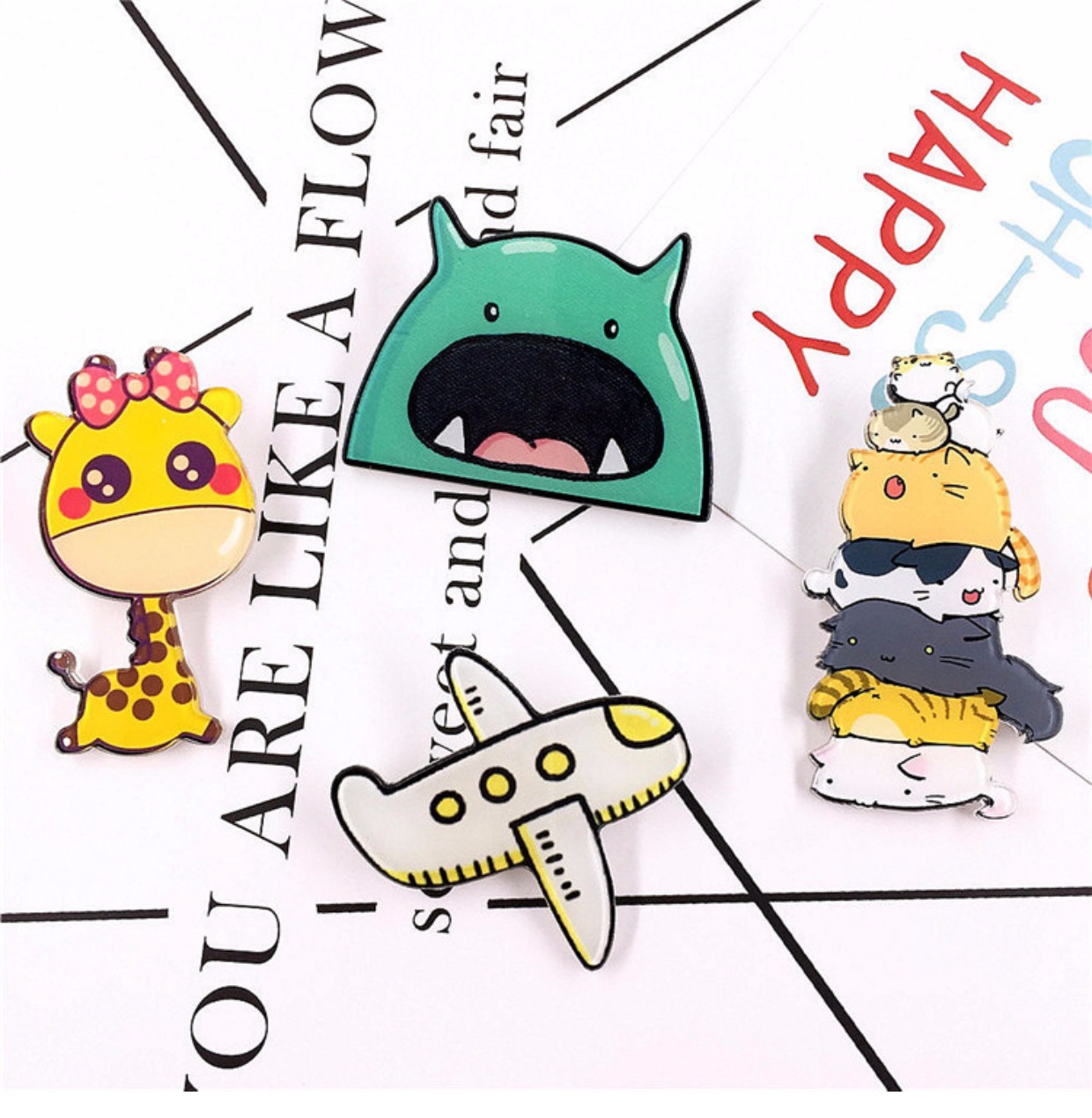 Phim hoạt hình acrylic Badge Trâm Nhật Bản Anime Anime Miệng lớn Cô gái dễ thương Pin Badge Badge - Trâm cài cài áo chanel