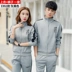 Quần áo thể thao nam xuân 2017 phiên bản Hàn Quốc của cổ áo quần len tay dài chạy bộ đồ thể thao nữ Thể thao sau