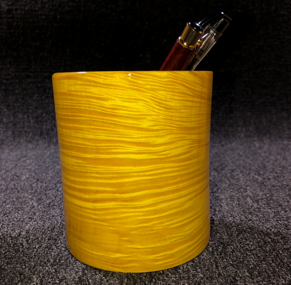 Golden silk Nanmu large leaf pen holder Multi-function pen holder Creative fashion student desktop ornaments small storage box office