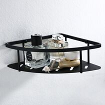 German bathroom triangle shelf toilet wall-mounted shower room black stainless steel rack bathroom hardware