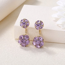 New product tide Korean version of personalized earrings Net red pop temperament purple crystal earrings female earrings earrings niche design