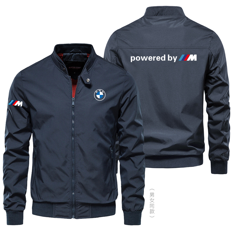 Bmw Workwear Stand-Up Collar Zipper Jacket Unisex Racing Style Pilot Standard Fit Printed Jacket