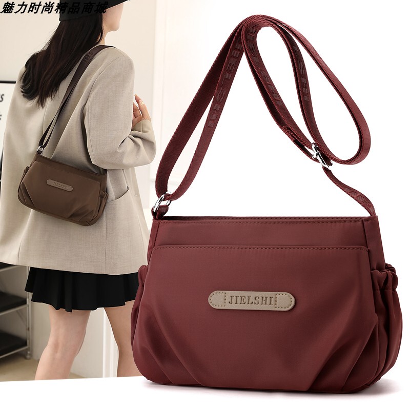 Japanese Oxford Cloth Crossbody Bag for Women, Lightweight Multi-Layer Nylon Canvas Mom Bag, Middle-Aged Ladies' Single Shoulder Crossbody Small Bag