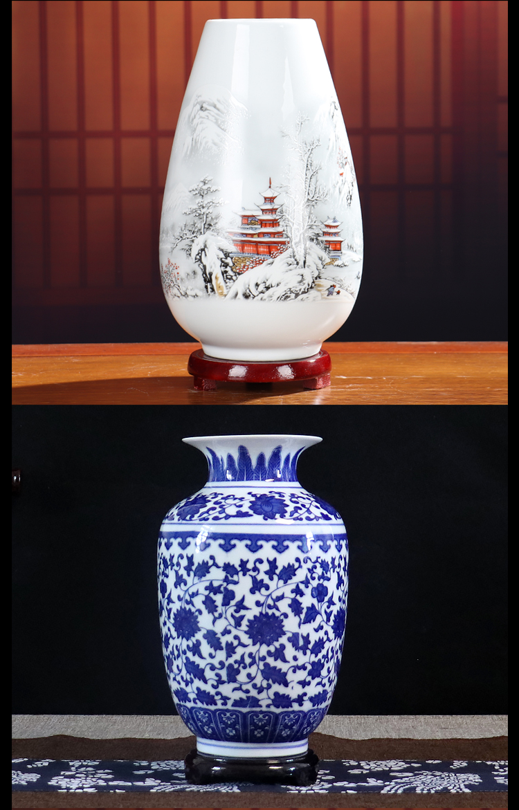 Rich ancient frame small place wine sitting room adornment TV cabinet office table of jingdezhen ceramics vase