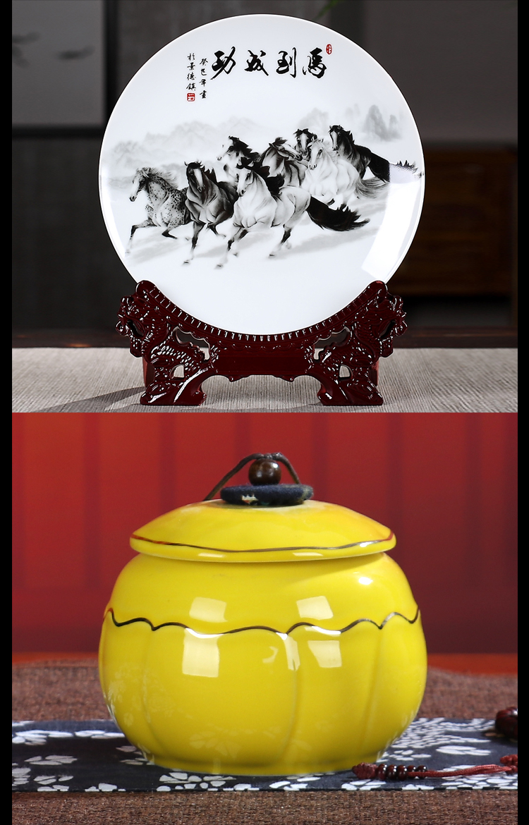 Rich ancient frame small place wine sitting room adornment TV cabinet office table of jingdezhen ceramics vase