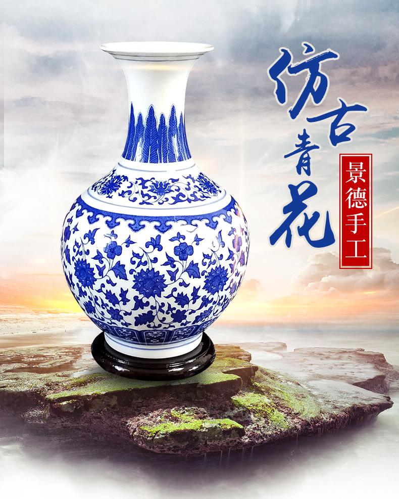 Blue and white porcelain vase furnishing articles flower arranging archaize little sitting room decoration of new Chinese style flower implement of jingdezhen ceramics