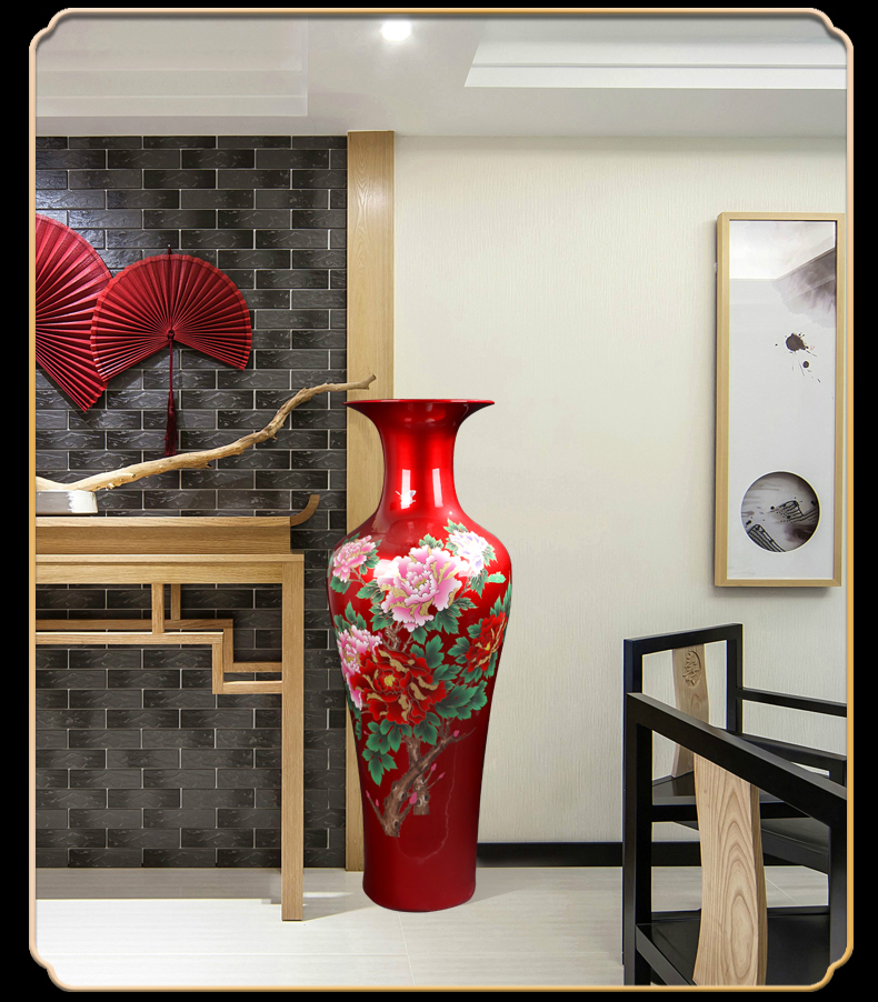 Chinese red furnishing articles sitting room of large vase of jingdezhen ceramics to heavy large opening gifts hotel decoration