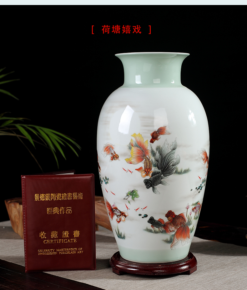 Landscape painting vase furnishing articles jingdezhen hand - made ceramics flower arranging dried flowers sitting room home decorative arts and crafts