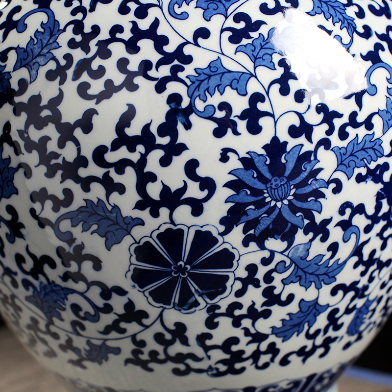 Archaize of large blue and white porcelain vase furnishing articles of jingdezhen ceramic sitting room of Chinese style household flower arranging decorative arts and crafts